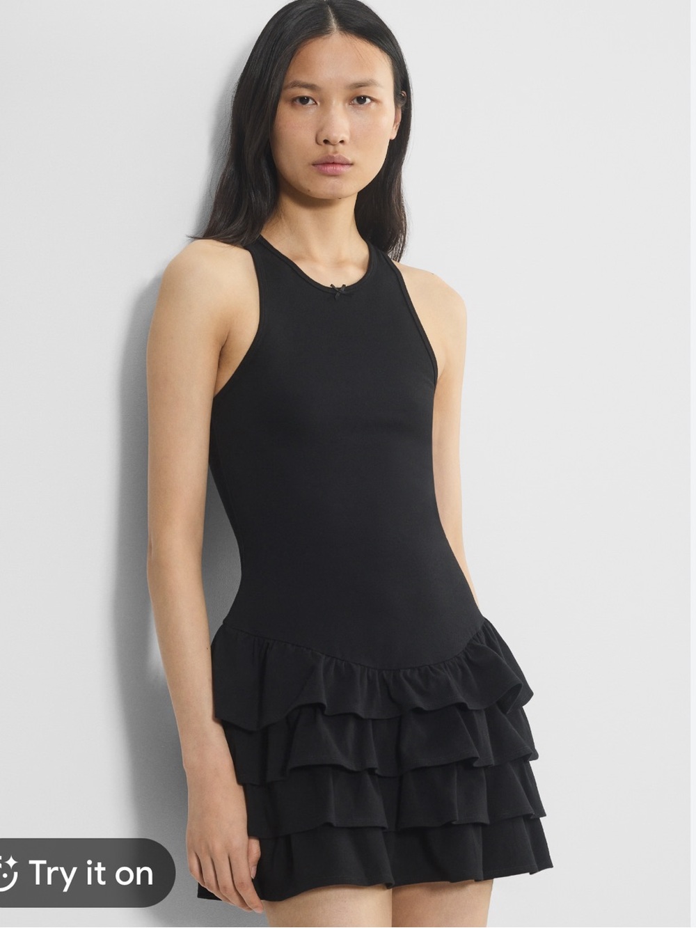 Aritzia Black Ruffled Tank Dress chill dense dress
